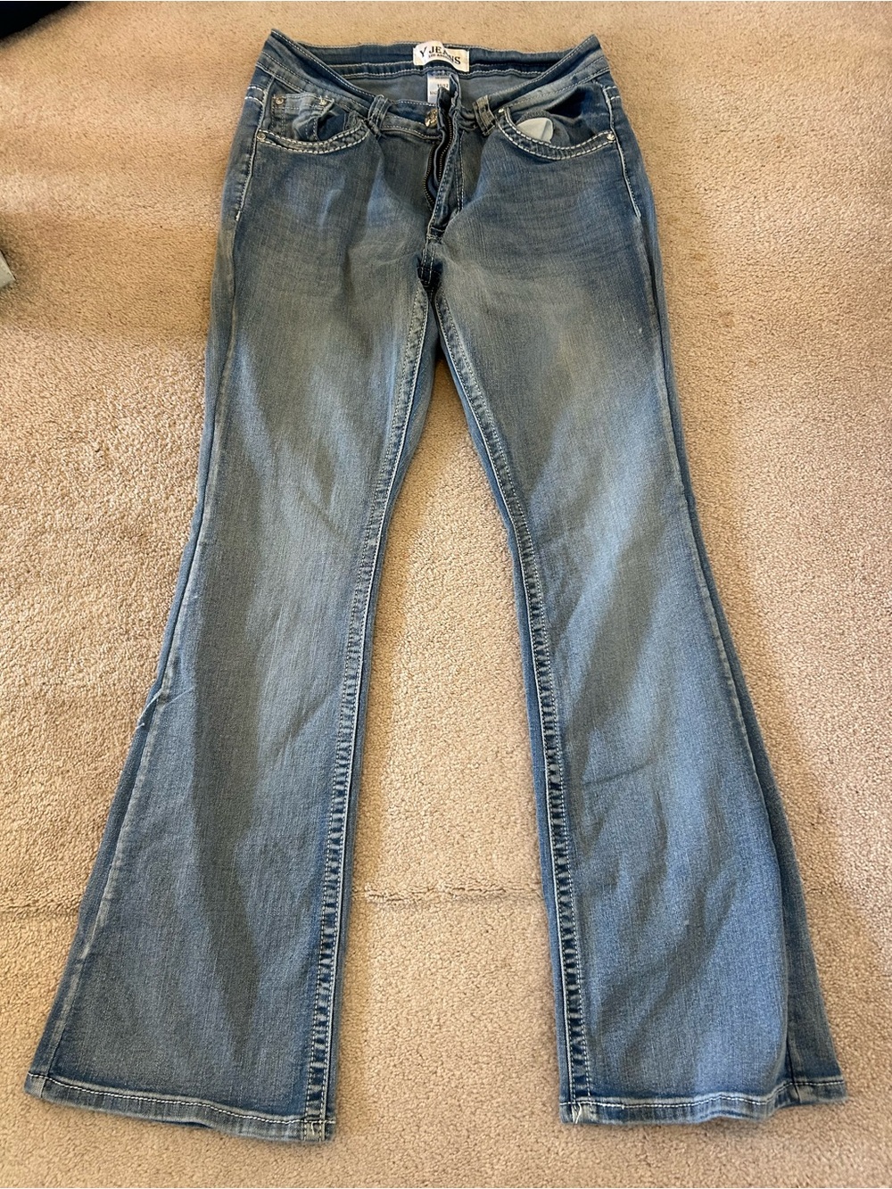 Vigoss Women's Medium Blue Flare Jeans with Light Fading